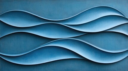 Poster - Flowing waves abstract art digital design blue tones modern aesthetic minimalist environment