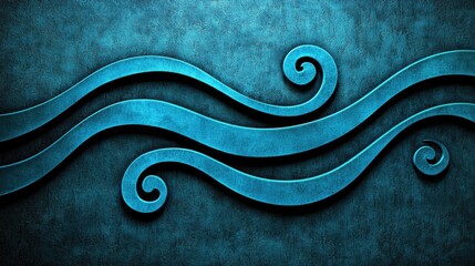 Aufkleber - Flowing waves design abstract background digital art blue tones artistic viewpoint fluid motion concept