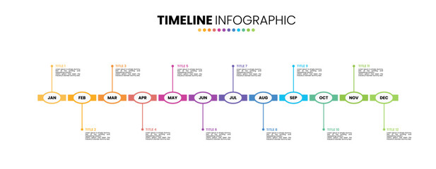 Oval timeline infographic presentation template 12 options. 12 month or 1 year calendar infographic template