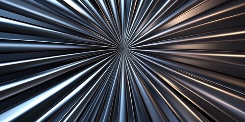 Poster - Dynamic metallic stream abstract digital space visual artwork futuristic environment central perspective motion concept