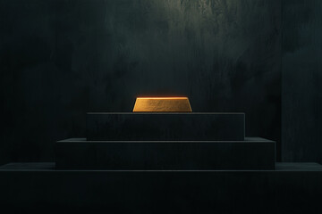Poster - glowing gold bullion bar on dark, minimalist background exudes elegance