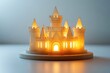 © Kakabe - A beautifully crafted wooden castle lamp emits a warm glow, perfect for creating a cozy atmosphere in kids' rooms, nurseries, or themed decor, It adds a whimsical touch to any setting,