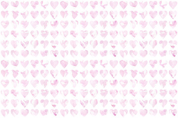Fototapete - Abstract geometric pink background. Seamless pattern of watercolor hearts.