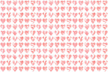 Fototapete - Abstract geometric pink background. Seamless pattern of watercolor hearts.