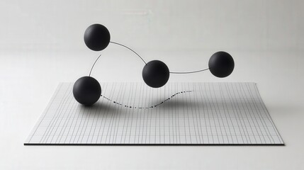 Poster - abstract representation of molecular structure on a grid background, emphasizing scientific concepts