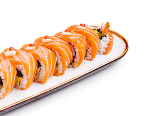 Wall Mural - Fresh sushi rolls presented on an elegant plate