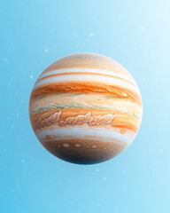 Wall Mural - Jupiter and Earth alignment in deep space. Jupiter floating against bright blue sky with light reflections