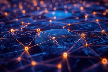 Poster - Abstract network connection glowing nodes.