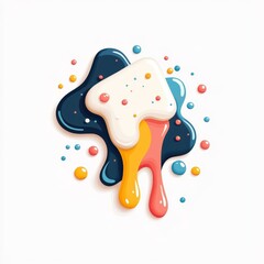 Wall Mural - Flat style illustration of colorful paint dripping, isolated on white.