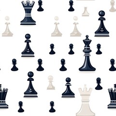 Wall Mural - Flat style, seamless pattern, king chess piece, isolated on white background.