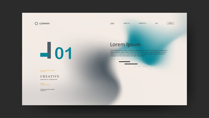 Fototapete - landing page with abstract wave futuristic retro fluid gradient design