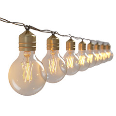 Aufkleber - row of vintage light bulbs with warm glowing filaments, creating cozy atmosphere. Perfect for outdoor gatherings or home decor
