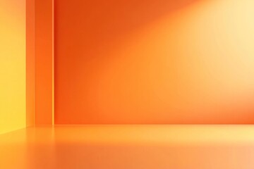 Poster - Abstract orange room with sunlight and gradient wall.