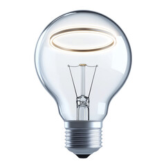 Poster - vintage light bulb with unique halo design, showcasing its filament and glass structure, perfect for adding warm ambiance to any space