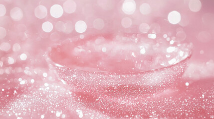 Wall Mural - A dreamy light pink gradient background surrounded by sparkles 