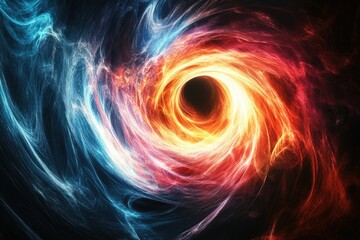 Aufkleber - Abstract swirling vortex of vibrant blue and red energy, resembling a cosmic phenomenon or fiery nebula.