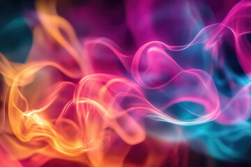 Poster - Abstract image of vibrant, swirling, colorful smoke in shades of pink, orange, and teal.