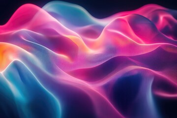 Leinwandbilder - Abstract image of vibrant, flowing, neon-like colors creating a wavy, textile-like pattern.