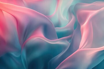 Poster - Abstract image of flowing pastel-colored fabric, creating soft, dreamy waves and textures.