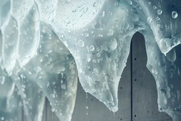 Poster - close-up view of draped, translucent fabric with water droplets creating a visually captivating effe