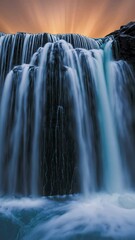 Poster - Majestic Waterfall Sunset