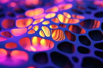 Poster - Abstract 3D render of a vibrant, interconnected network structure with glowing, organic shapes.