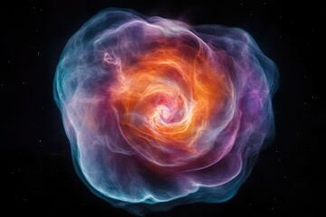 Poster - Abstract cosmic nebula resembling a swirling rose, vibrant colors in space.