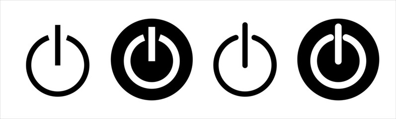 Collection of power icon sets. with line and flat styles. icons for applications and websites. Vector Illustrations.
