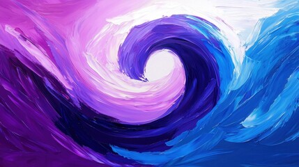 Poster - Abstract Wave Pattern in Shades of Purple and Blue with Fluid Brushstrokes Creating a Sense of Movement and Energy in a Colorful Artwork