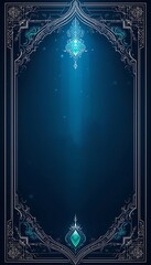 Poster - Elegant Decorative Border with Blue Gradient and Ornate Ornament