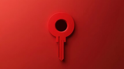 Poster - abstract red key design on a vibrant red background, emphasizing security and simplicity