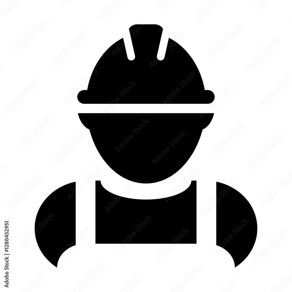 Construction worker icon vector Person profile avatar with helmet and ...