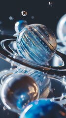 Wall Mural - Digital technology Universe transparent stereo planet poster background