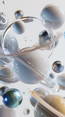 Wall Mural - Digital technology Universe transparent stereo planet poster background