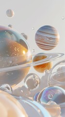 Wall Mural - Digital technology Universe transparent stereo planet poster background