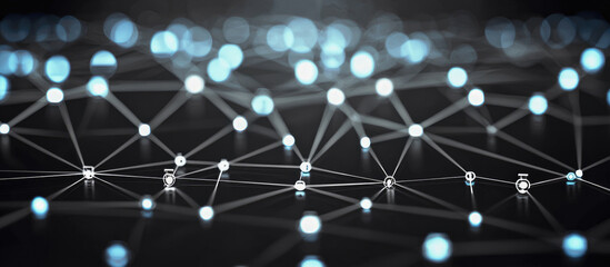 Fototapete - Glowing network connection background, seamless loop.