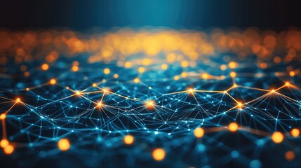 Fototapete - Glowing network connection background, seamless loop.