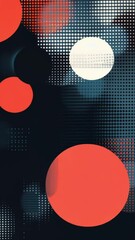 Poster - Abstract Red and Black Circles on Halftone Background