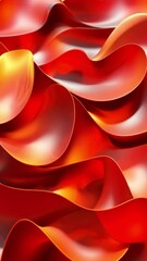 Poster - Abstract Red and Orange Waves: A Symphony of Curves and Light