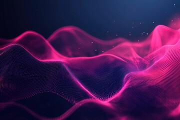 Poster - Abstract pink wave particles background.