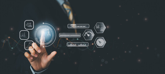 Wall Mural - robotic process automation (rpa) for business growth, ai, digital transformation, industry 4.0, auto