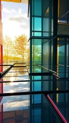 Poster - Abstract Glass Architecture Reflecting Nature