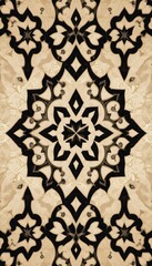 Poster - Detailed Floral Pattern Design with Beige Marble Background Texture