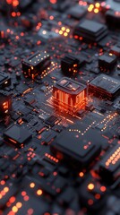 Poster - Glowing Circuit Board Cpu Processing Data Technology