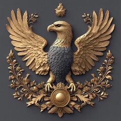 Wall Mural - Golden eagle emblem with ornate details.