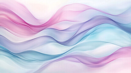 Poster - Dreamy pastel waves create a serene and soothing atmosphere with soft hues and flowing lines