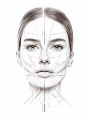 Leinwandbilder - Detailed medical illustration showing Botox injection points on a female face with anatomical precision. Generative AI