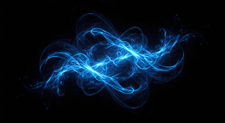 Fototapete - Abstract blue waves of light and energy in a digital art illustration.