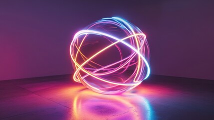 Poster - Luminous sphere, captivating display of vibrant light trails and energy