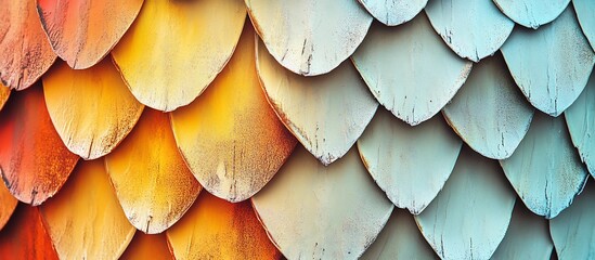 Colorful overlapping scales pattern texture background.